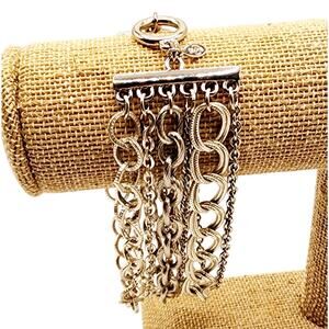 NWT Premier Designs Chain Reaction Bracelet 6 Strand Silver Tone Toggle Y2K